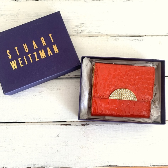 Stuart Weitzman Wallet Mandarian Croc Patent - New with Box - Picture 1 of 10